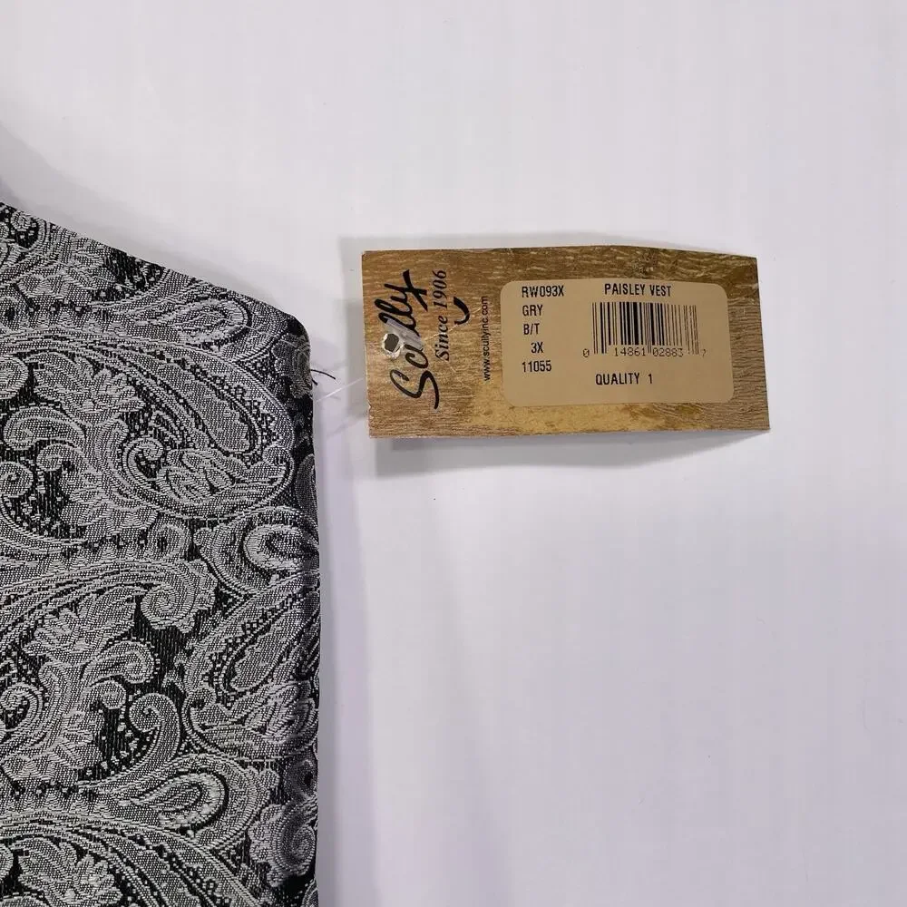 NWT Scully Vest Paisley Gray Men’s 3XL Formal Dress Wear Wedding